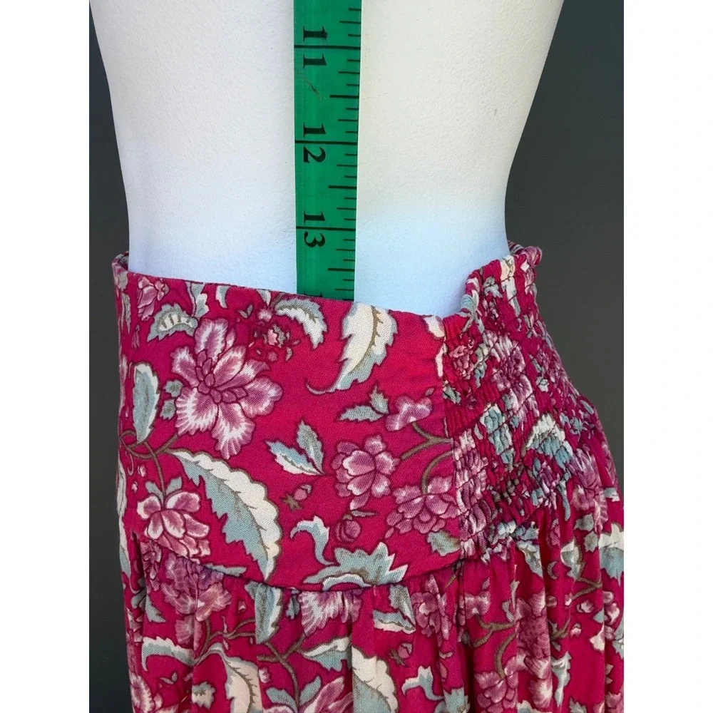Natural Life Lisa Skirt XL Red Floral Maxi Spring Colorful Hippie Boho Cottage
